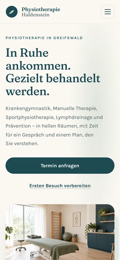 Dieselbe Beispiel-Website auf dem Smartphone
