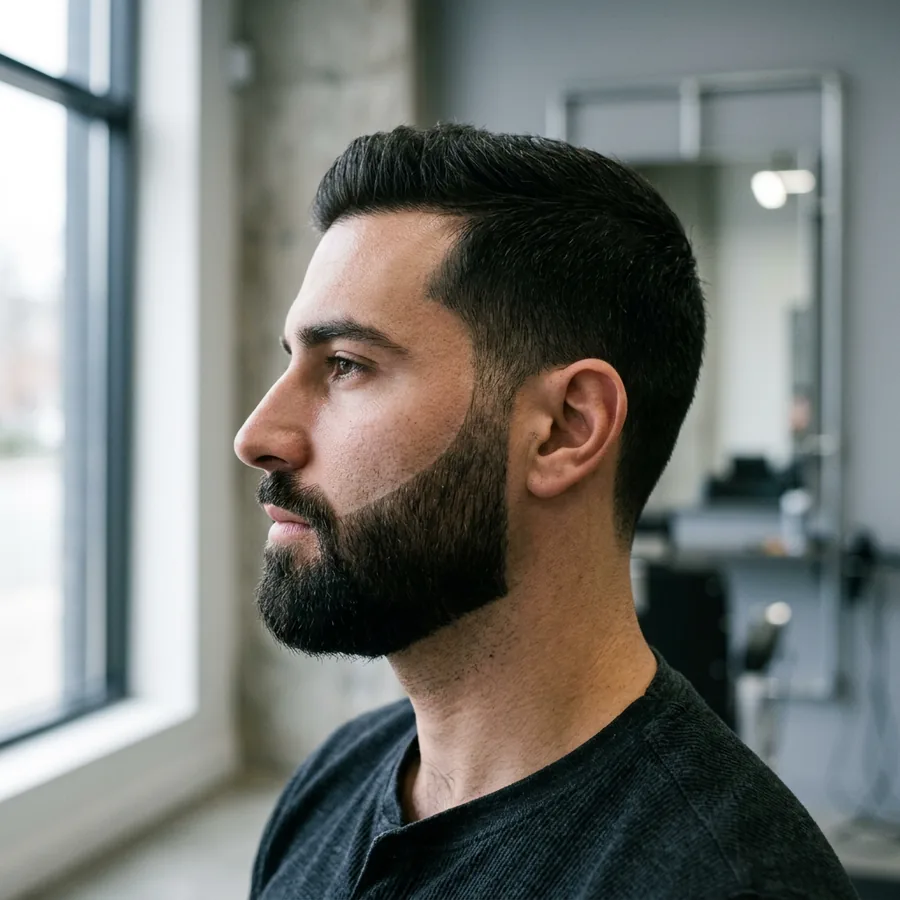Konturierter Vollbart im Profil
